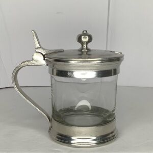 Vintage Arte Italica Pewter & Glass Jam Jar 95 Silver Made in Italy 3.5” Luxury